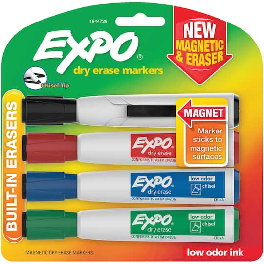 Expo&#xAE; Magnetic Dry Erase Chisel Marker &#x26; Eraser Set